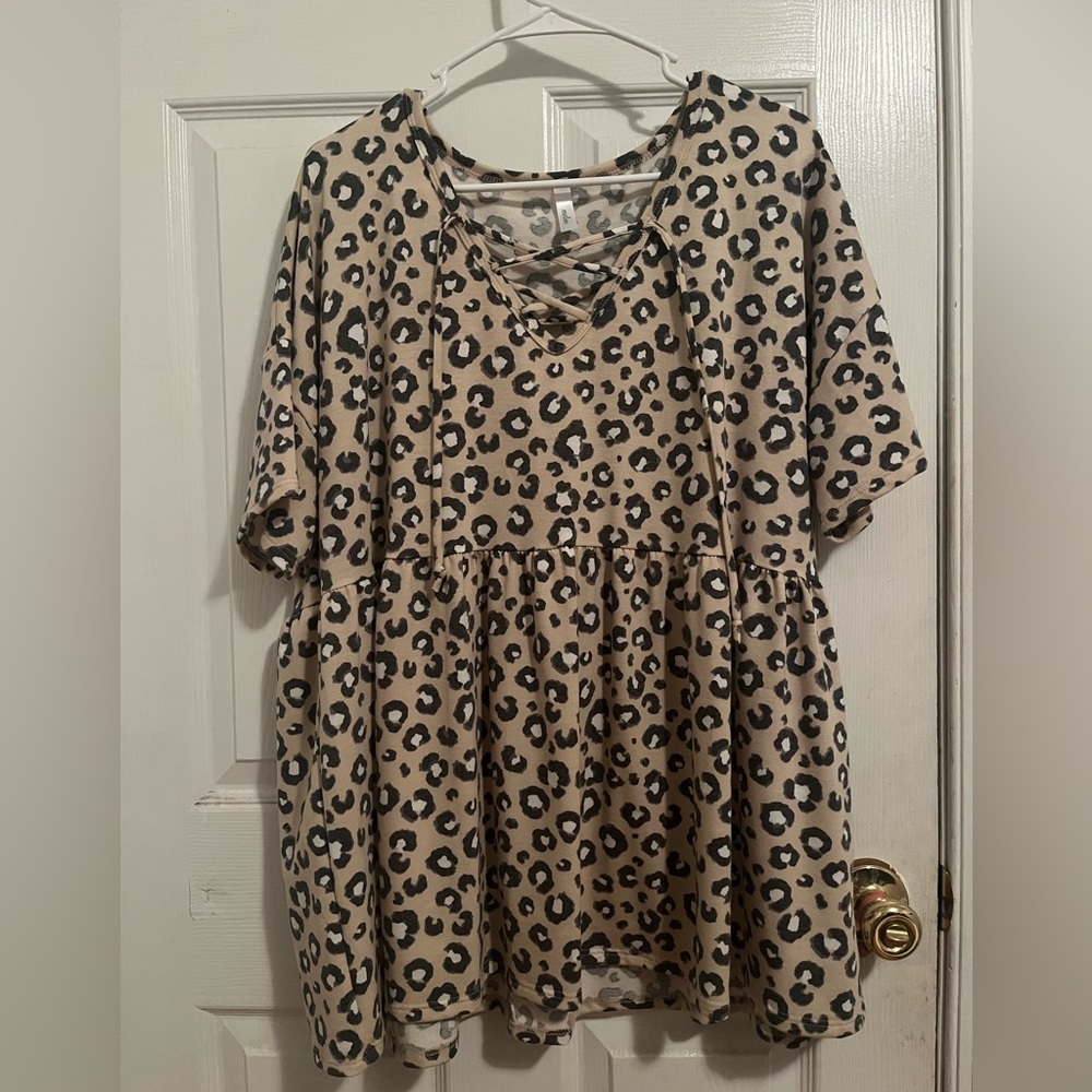 Babydoll style cheetah top